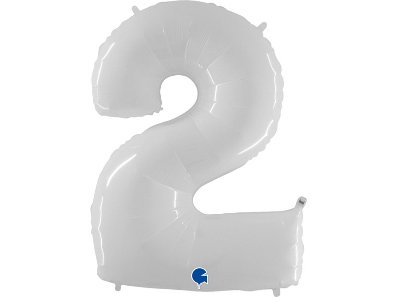 PALLONE MYLAR MEGA NUMERO N. 2 BIANCO 102CM - L'Officina delle