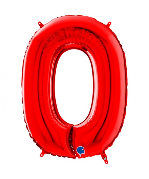 PALLONE MYLAR MEGA NUMERO N. 0 ROSSO 102CM - L'Officina delle