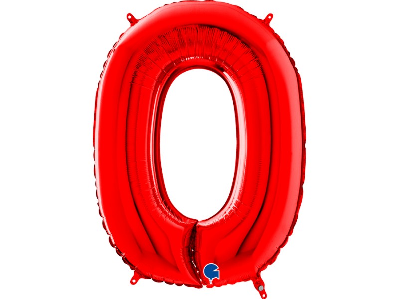 PALLONE MYLAR MEGA NUMERO N. 0 ROSSO 102CM - L'Officina delle