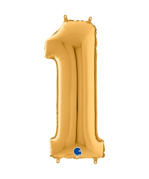 PALLONE MYLAR MEGA NUMERO N. 1 ORO 102CM - L'Officina delle