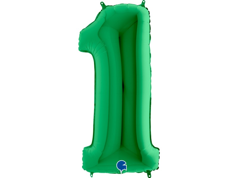 PALLONE MYLAR MEGA NUMERO N. 1 VERDE 102CM - L'Officina delle