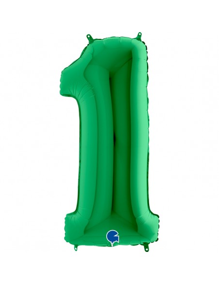 PALLONE MYLAR MEGA NUMERO N. 1 VERDE 102CM - L'Officina delle