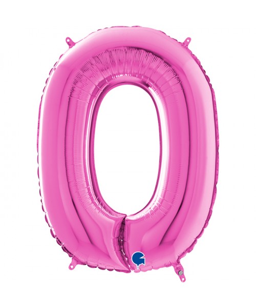 PALLONE MYLAR MEGA NUMERO N. 0 FUCSIA 102CM - L'Officina delle