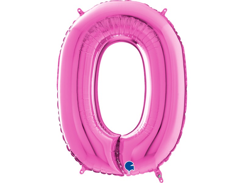 PALLONE MYLAR MEGA NUMERO N. 0 FUCSIA 102CM - L'Officina delle