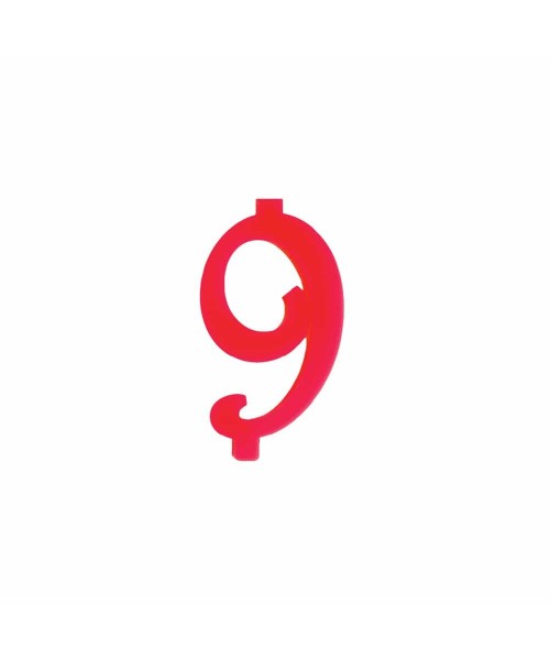 NUMERO  9  ROSSO H 7 CM