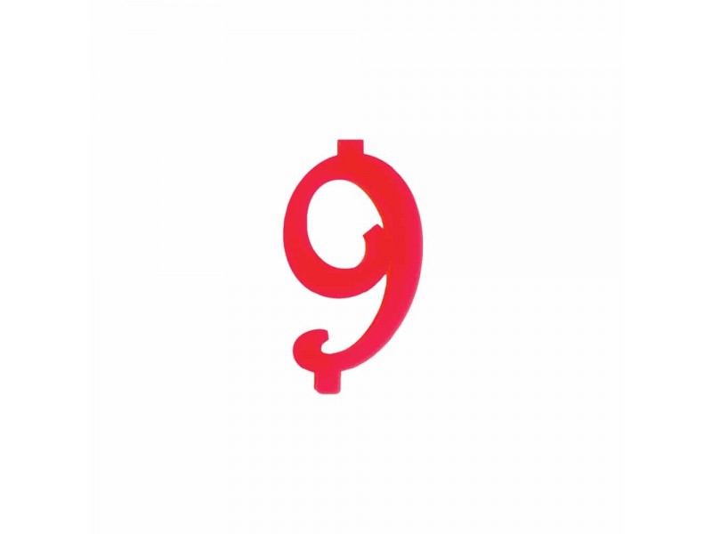 NUMERO  9  ROSSO H 7 CM