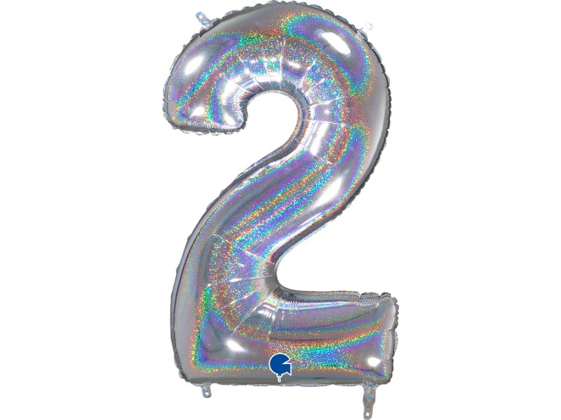 PALLONE MYLAR MEGA N. 2 GLITTER SILVER NEW 102CM - L'Officina