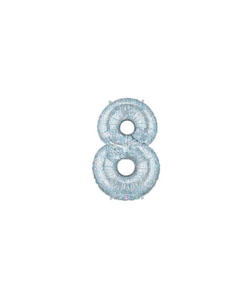 PALLONE MYLAR MEGA N. 8 GLITTER SILVER 102CM - L'Officina delle