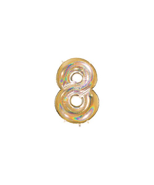 PALLONE MYLAR MEGA N. 8 GLITTER GOLD 102CM - L'Officina delle