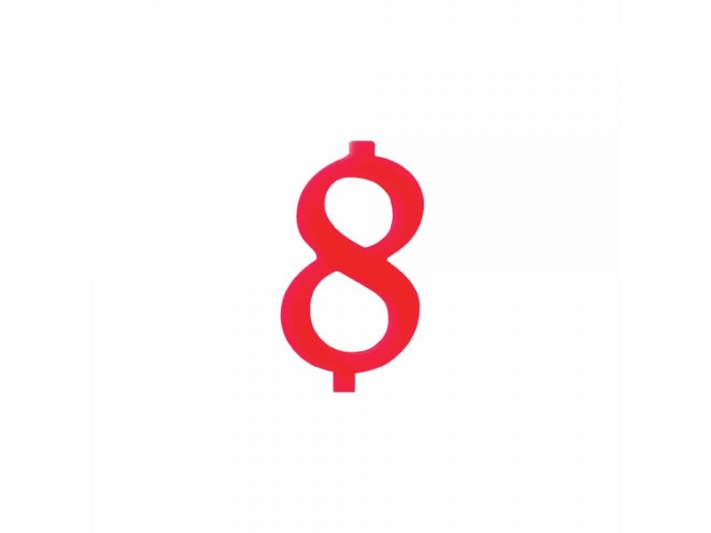 NUMERO  8  ROSSO H 7 CM