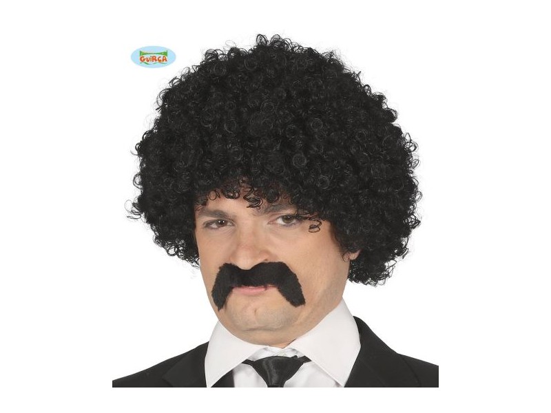 PARRUCCA CON RICCI NERI E BAFFI - L'Officina delle feste