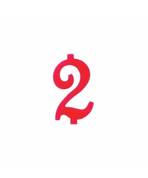 NUMERO  2  ROSSO H 7 CM