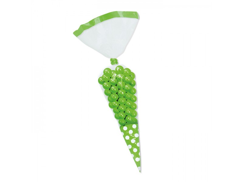 10 SACCHETTINI CONO POIS VERDE MELA CM.24 - L'Officina delle