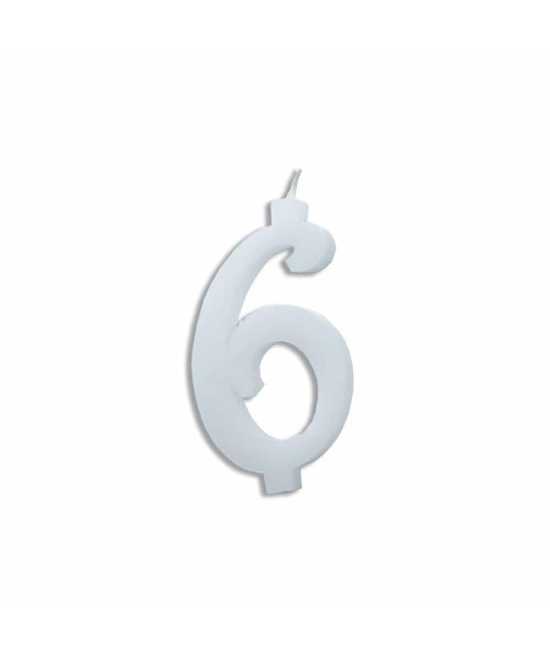 NUMERO  6  BIANCO H 12 CM