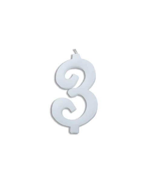 NUMERO  3  BIANCO H 12 CM