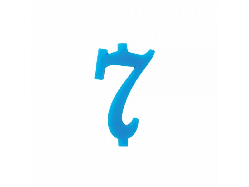 NUMERO  7  CELESTE  H 12 CM