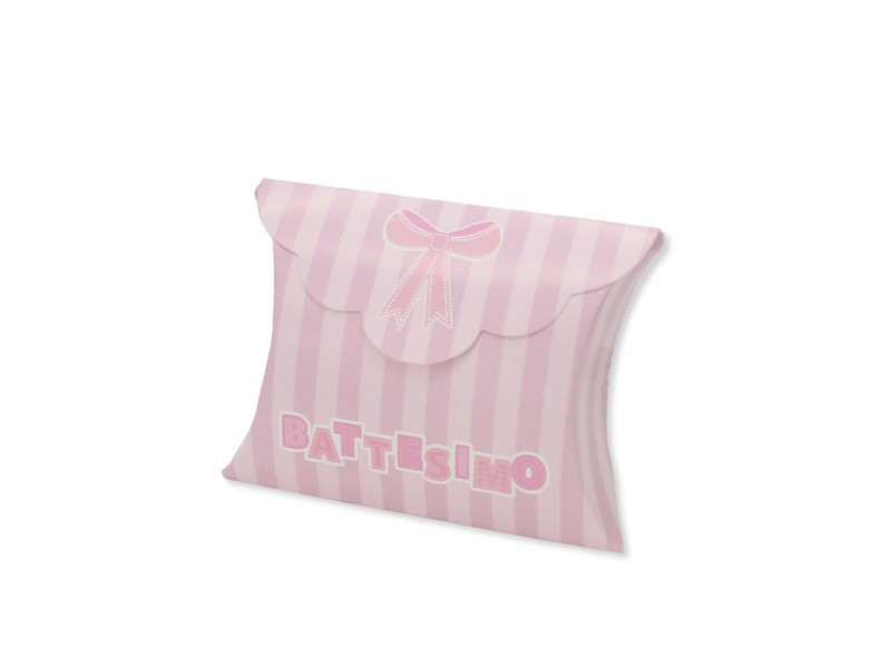 25 SCAT. BUSTA BATTESIMO TEDDY ROSA 10X8X3 CM - L'Officina