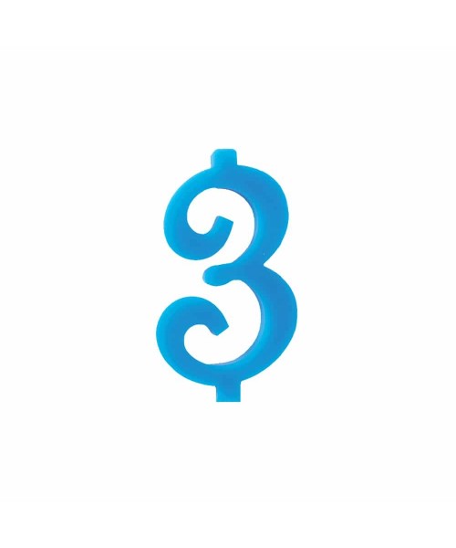 NUMERO  3  CELESTE H 12 CM