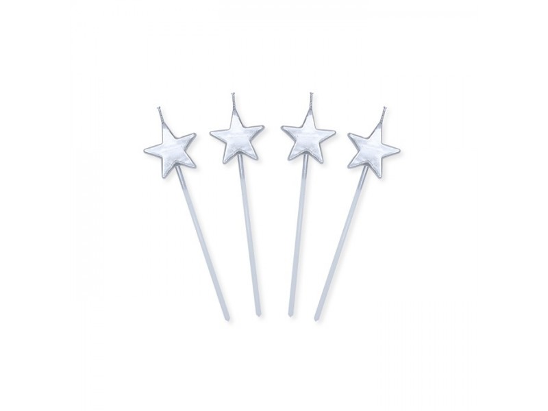 4 CANDELINE PICK STELLE ARGENTO METAL CM.13 - L'Officina delle