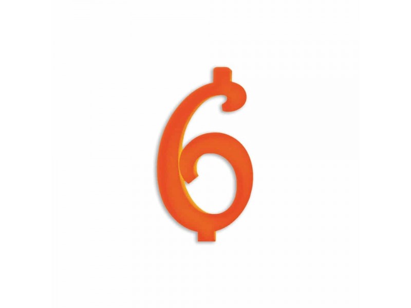 NUMERO  6  ARANCIO H 12 CM