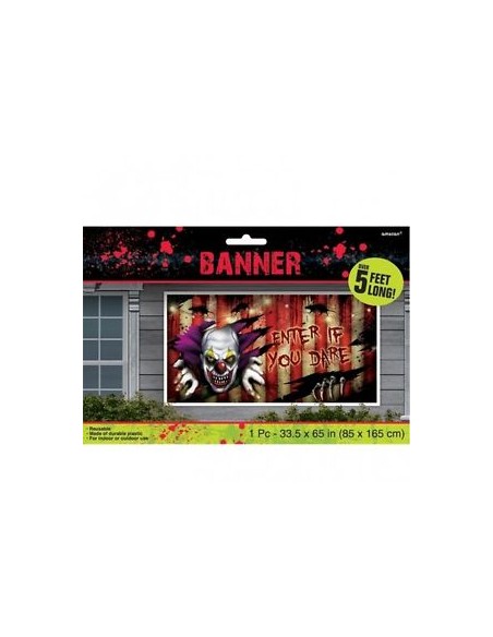 BANNER POSTER HALLOWEEN CLOWN 85X165CM - L'Officina delle feste