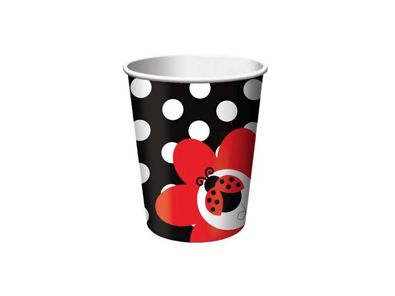 BICCHIERE CARTA PZ. 8 COCCINELLE - L'Officina delle feste