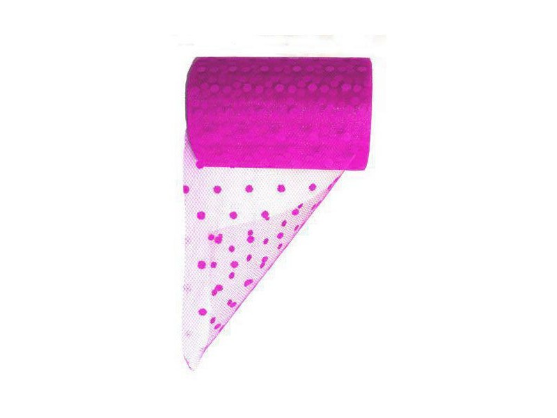 BOBINA TULLE POIS CM 12.5X25MT FUCSIA - L'Officina delle feste