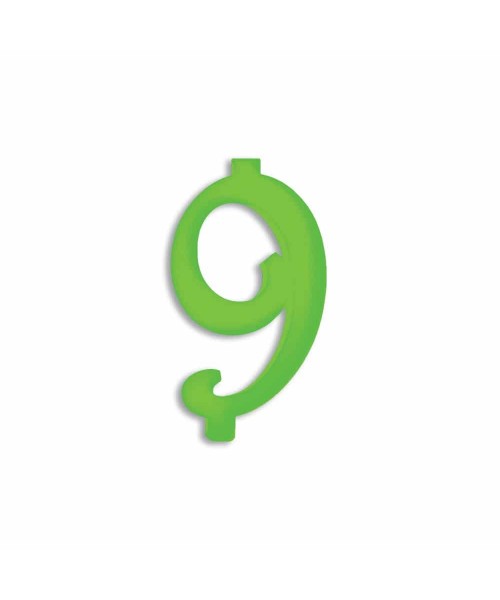 NUMERO  9  VERDE FLUO H 12 CM