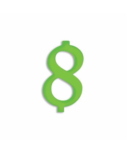 NUMERO  8  VERDE FLUO H 12 CM