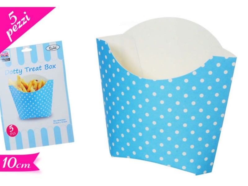 BOX PATATINE 5 PZ CELESTE POIS CM. 10H - L'Officina delle feste