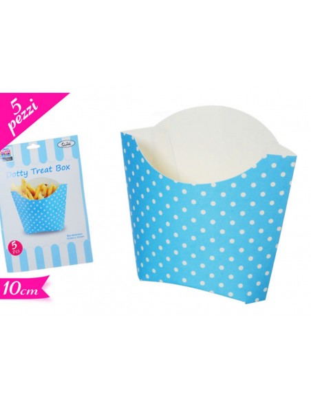 BOX PATATINE 5 PZ CELESTE POIS CM. 10H - L'Officina delle feste