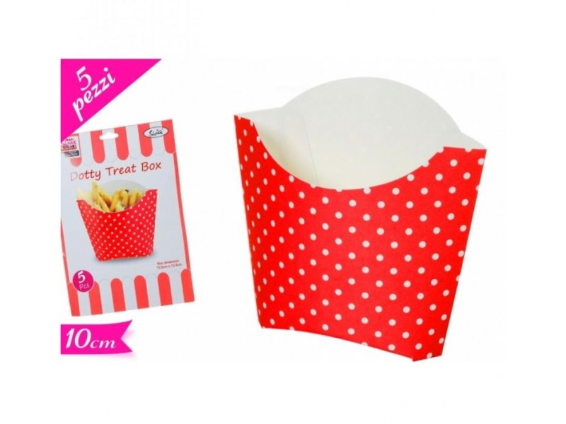 BOX PATATINE 5 PZ ROSSO POIS CM. 10H - L'Officina delle feste