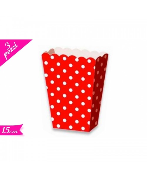 BOX POP CORN 3PZ ROSSO POIS 16X6,5X4 CM 2