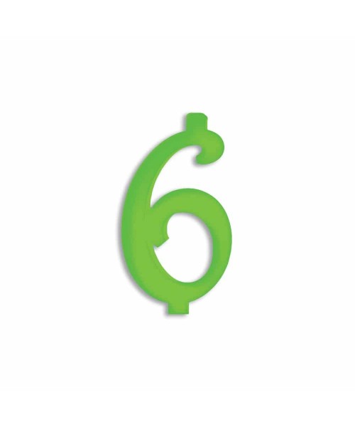 NUMERO  6  VERDE FLUO H 12 CM