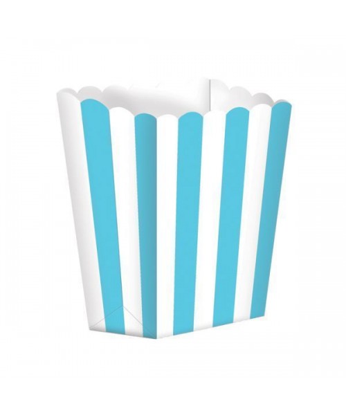 BOX POP CORN RIGHE TURCHESE 5PZ CM 6,3,13,4X3,8 - L'Officina