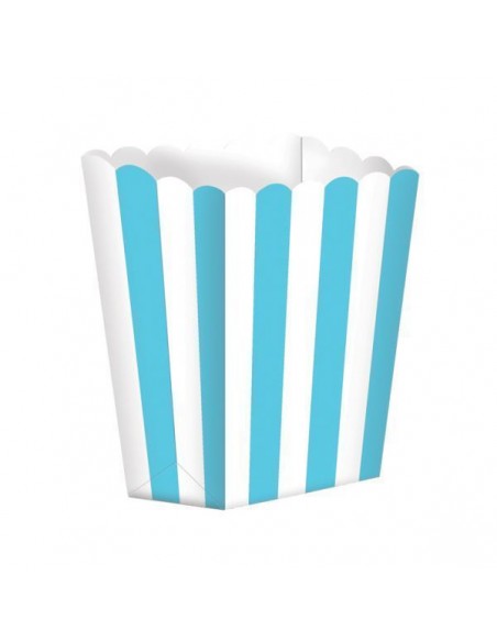 BOX POP CORN RIGHE TURCHESE 5PZ CM 6,3,13,4X3,8 - L'Officina
