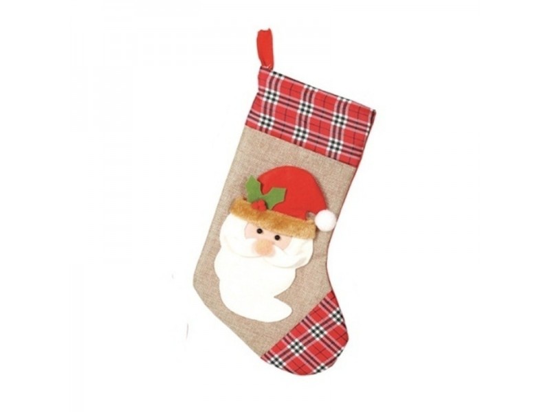 CALZA DECORATA BABBO NATALE 46CM - L'Officina delle feste