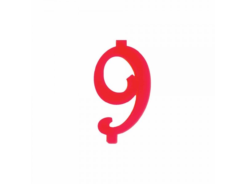 NUMERO  9  ROSSO H 12 CM