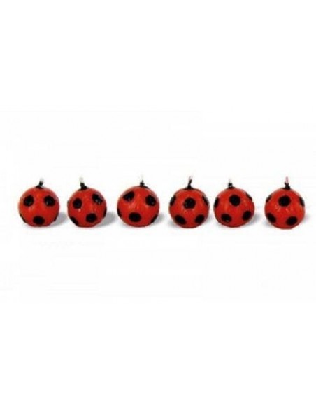 CANDELA PALLONE CALCIO ROSSO NERO 6PZ - L'Officina delle feste