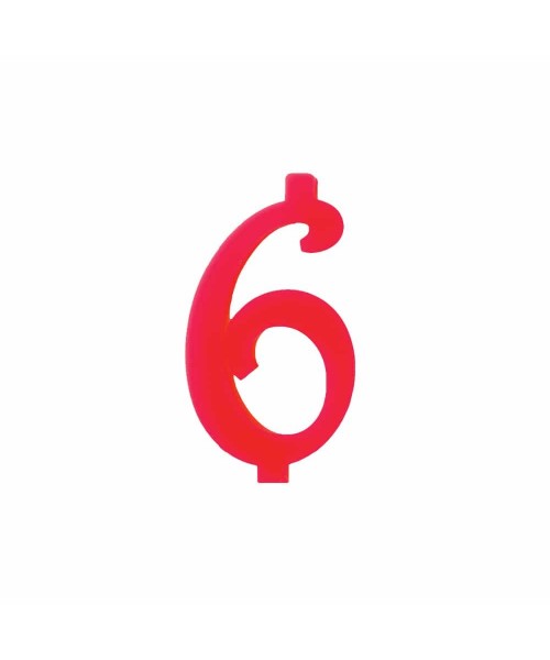 NUMERO  6  ROSSO H 12 CM