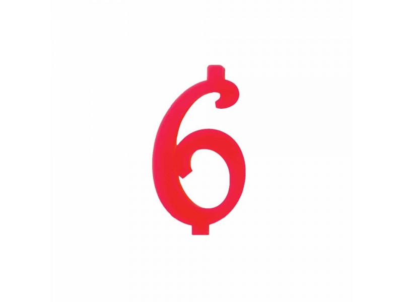 NUMERO  6  ROSSO H 12 CM