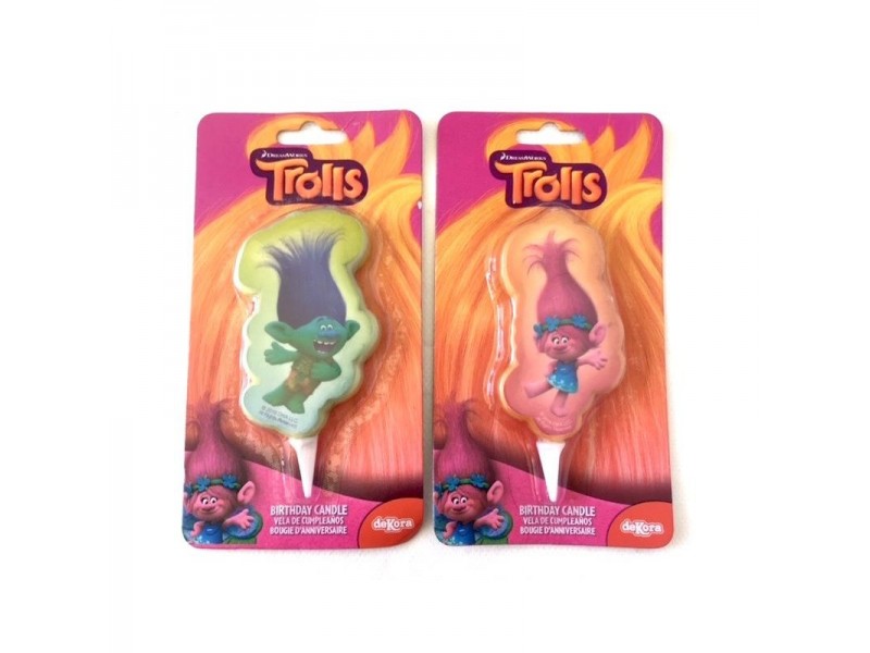 CANDELA TROLLS 2 SOGGETTI 1PZ - L'Officina delle feste