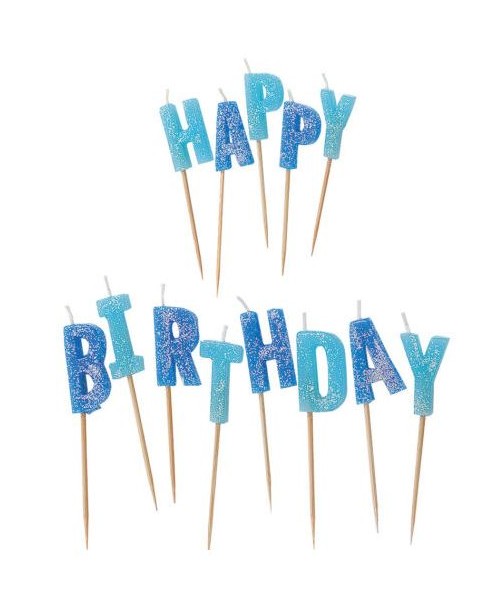CANDELE HAPPY BIRTHDAY GLITTER BLUE - L'Officina delle feste