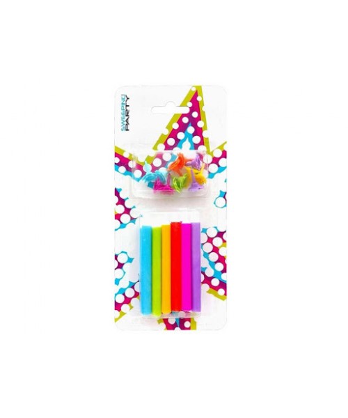 CANDELE FLUO MULTICOLOR12 PZ - L'Officina delle feste