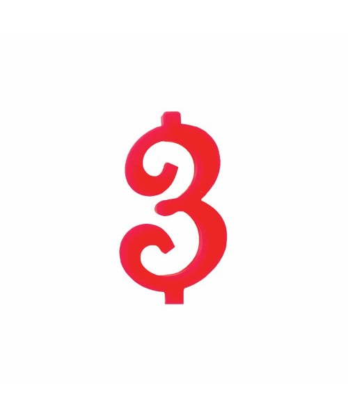 NUMERO  3  ROSSO H 12 CM