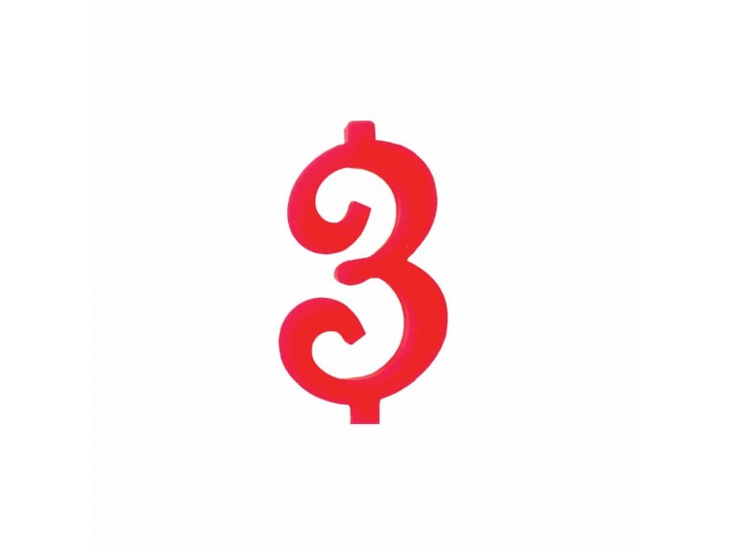 NUMERO  3  ROSSO H 12 CM