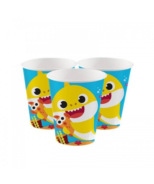 BICCHIERE CARTA PZ. 8 BABY SHARK 266ML - L'Officina delle feste
