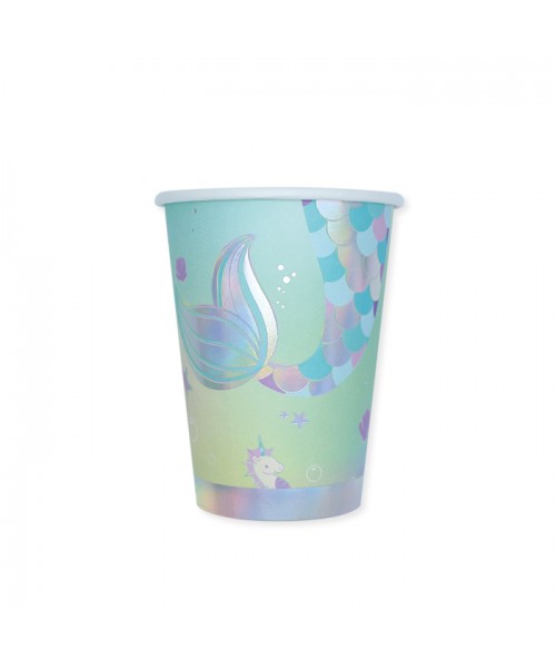 BICCHIERE CARTA 200CC SIRENA MARMAID 8PZ - L'Officina delle