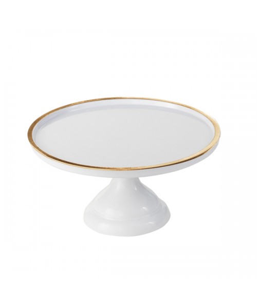 Alzata in melamina bianca bordo oro diam cm 23x12h - L'Officina
