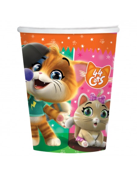 BICCHIERE CARTA 250ML 44 GATTI 8PZ - L'Officina delle feste